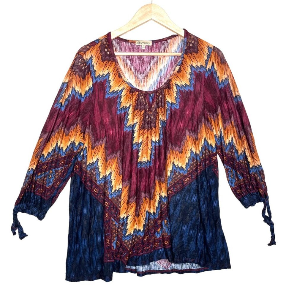 Democracy jersey aztec boho tunic top‎ sz 1X